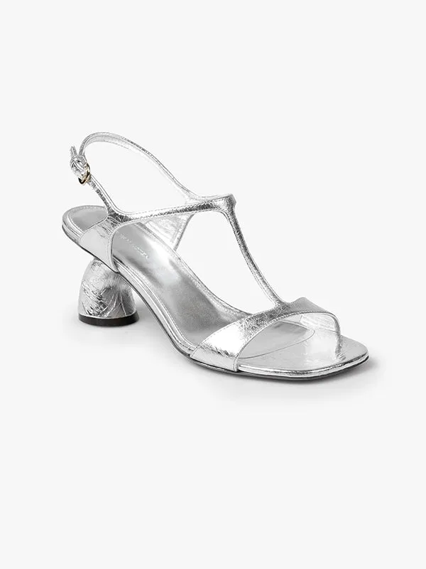 Virgo Heeled Sandal in Silver