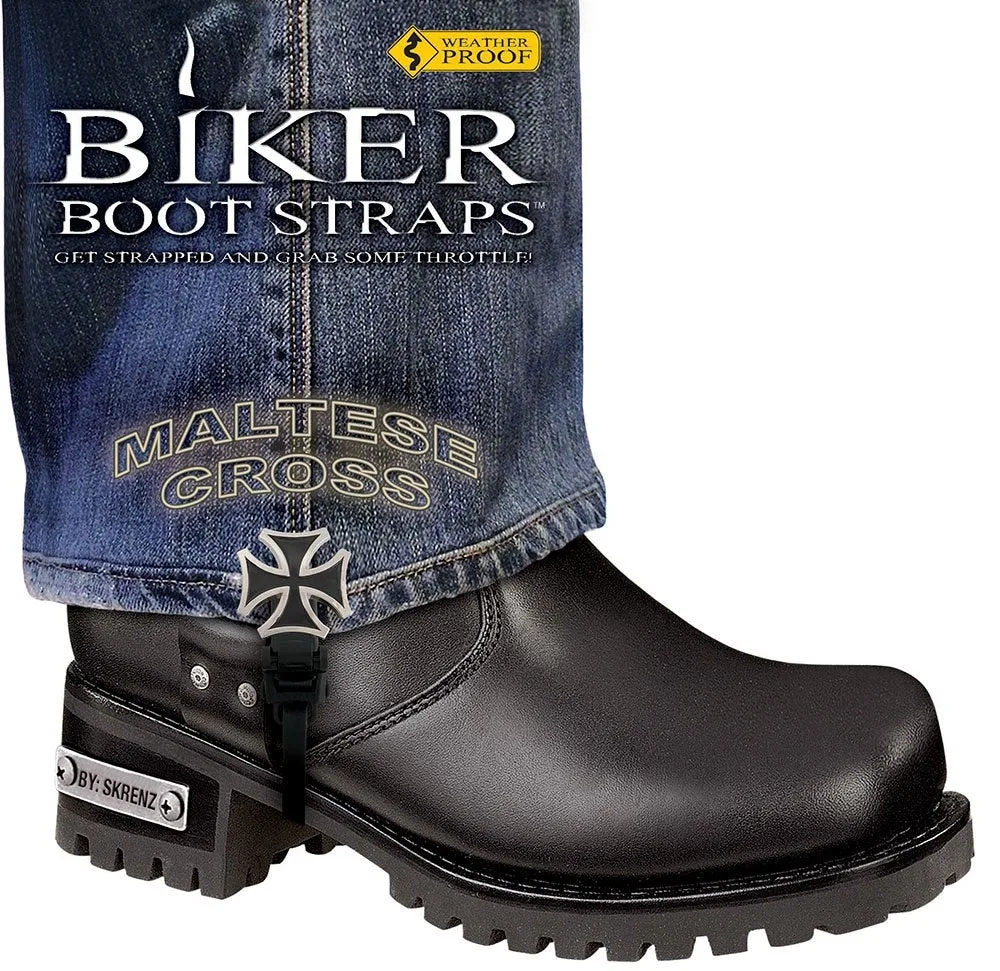 Weather Proof- Boot Straps- Maltese Cross- 6 Inch - BBS/MC6