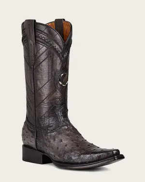 Western grey ostrich boot