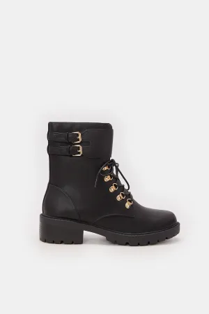 Women Black Biker Boot