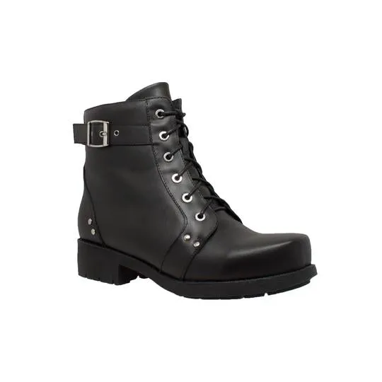 Women's 7" Biker Boot Black Leather Boots