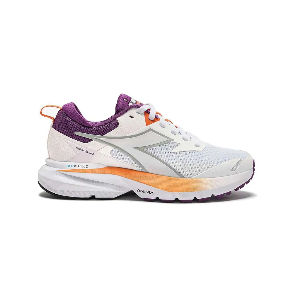 Women's Mythos Blushield Vigore 3 Running Shoe - White/Byzantium/Nectarine - Regular (B)