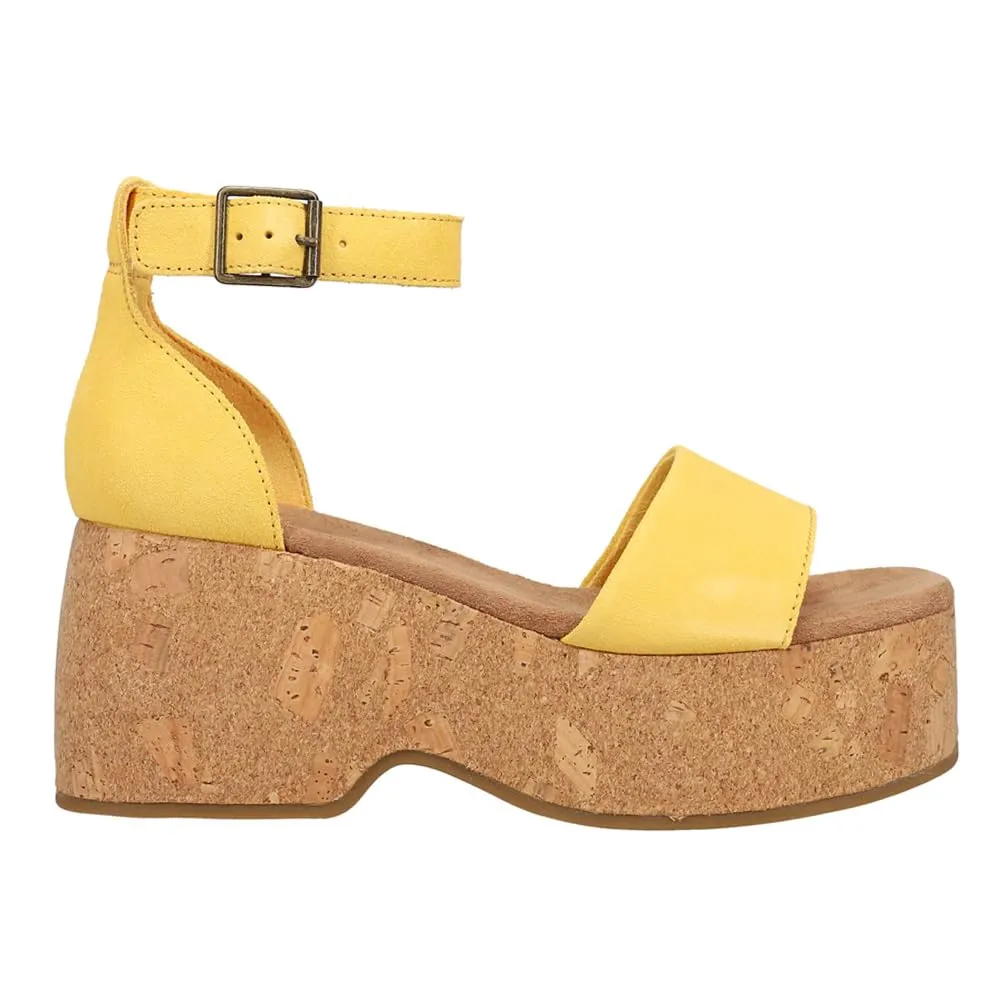 Women's Shoes TOMS LAILA Ankle Strap Platform Sandals 10020761 YELLOW SUEDE