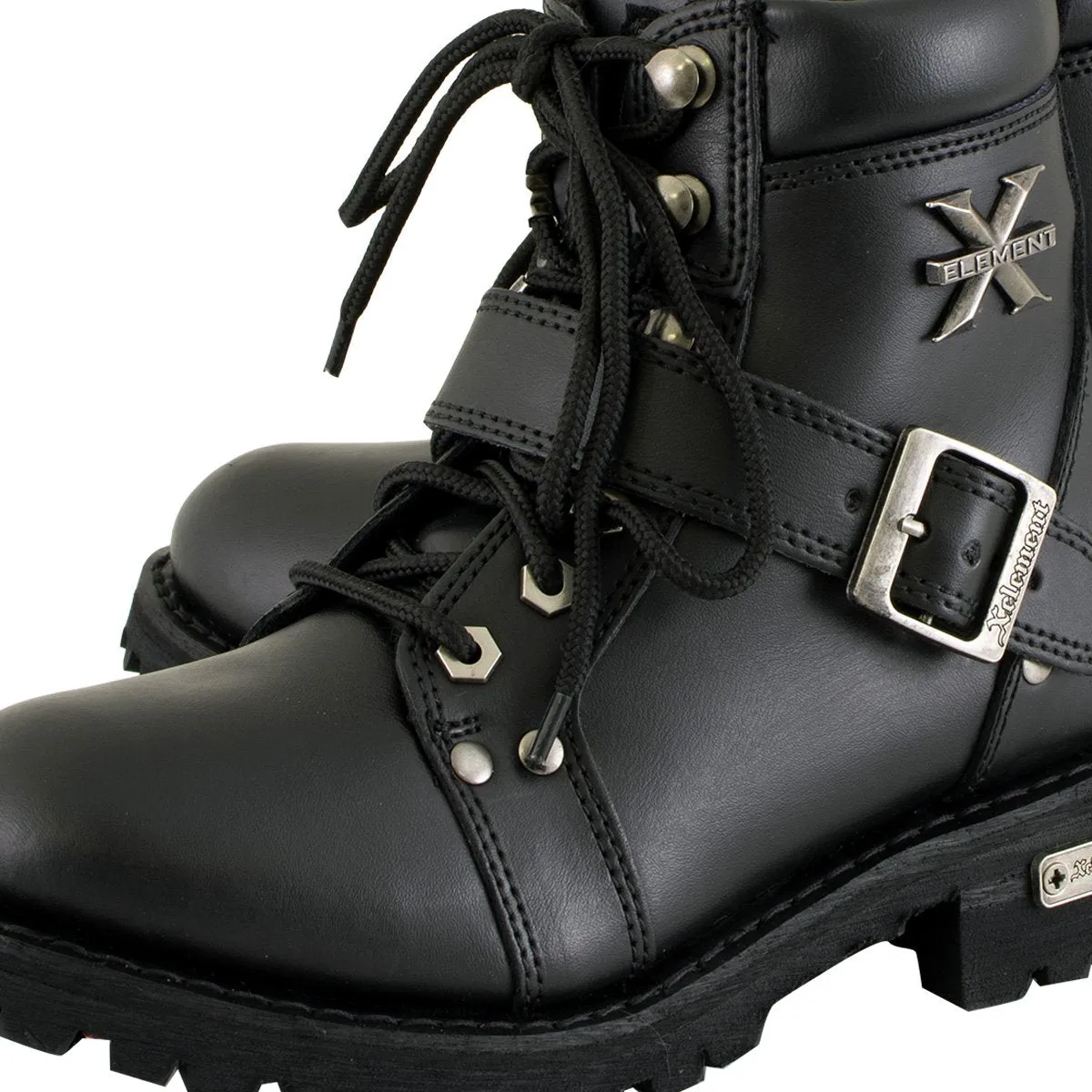 Xelement 2469 Women's Black Advanced Lace Up Motorcycle Biker Boots