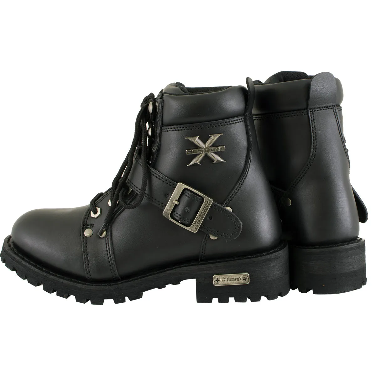 Xelement 2469 Women's Ultimate Black Leather Advanced LaceUp Motorcycle Biker Boots